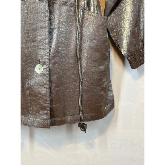 PIZAZZ Gold Brown Metallic Jacket S Y2K 90’s Romantic Goth Couture Streetwear - Picture 4 of 16